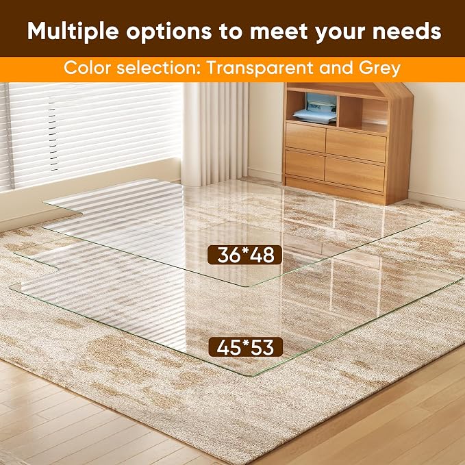 Antok Irregular Tempered Glass Chair Mat, Heavy Duty 0.2" Desk Chair Mat - Image 9