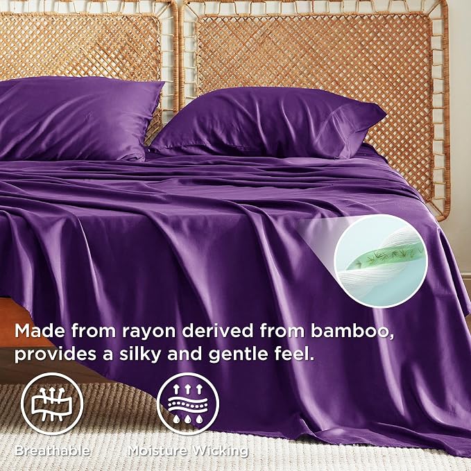 Bedsure Full Size Bed Sheets, Cooling Sheets, Rayon Derived from Bamboo - Image 3