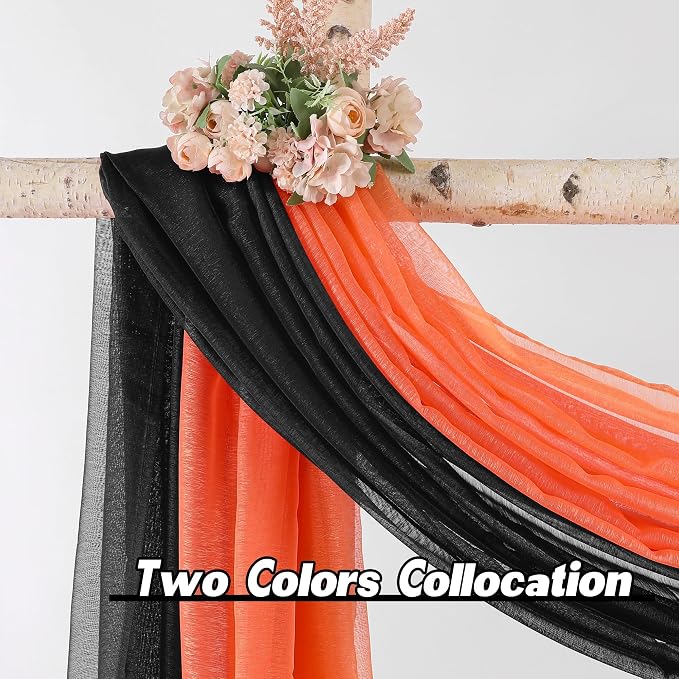 DONREN Jet Black Window Scarf Curtains - Image 3