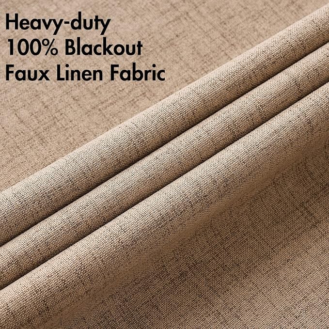 MIULEE 100% Blackout Linen Textured Curtains - Image 5
