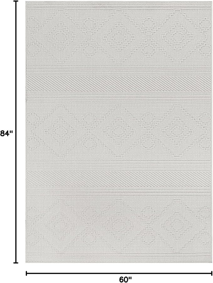 Beverly Rug Micro Loop Area Rug White 5x7 Modern Luxury Soft Boho Geometric - Image 2