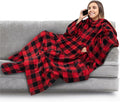 PAVILIA Fleece Blanket with Sleeves, Foot Pockets by PAVILIA