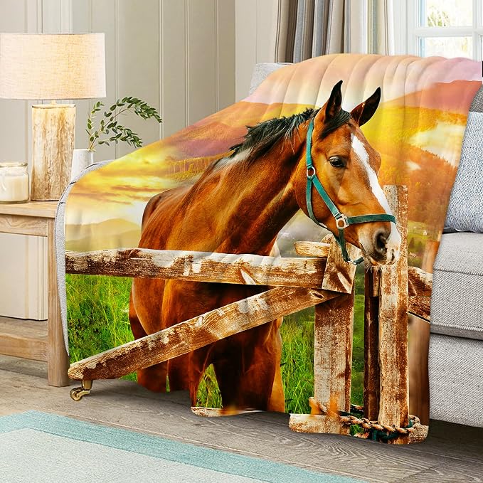 3D Horse Throw Blanket for Couch, Super Soft Fuzzy Throws Warm Comfortable - Image 5