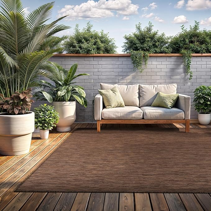 Washable Indoor Outdoor Rug Weather Resistant Carpet Modern Solid - Image 4