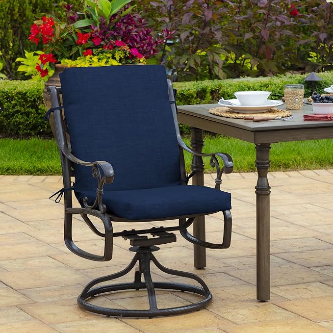 Arden Outdoor Midback Chair Cushion, 18 x 16.5, Sapphire Blue Leala - Image 2
