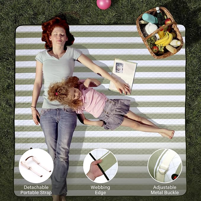 HX&OD Outdoor Picnic Blanket Extra Large, 80”x80” Waterproof Picnic Mat - Image 6