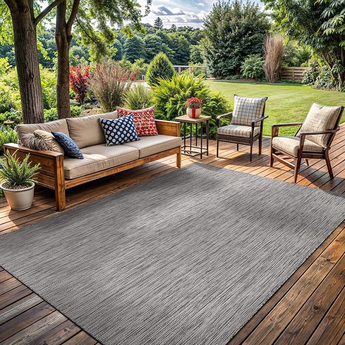 Washable Indoor Outdoor Rug 5x7 Weather Resistant Area Rugs Modern Solid by LenaRug