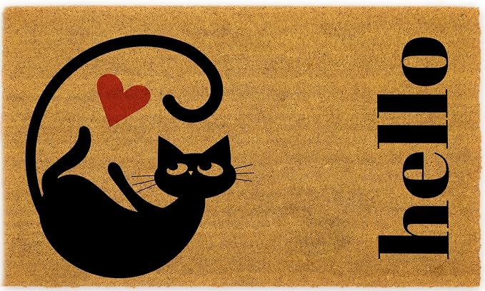 Coir Door Mats 17" X 30", Non-Slip Sturdy, PVC Backed Heavy Duty, Love of Cats by Unknown