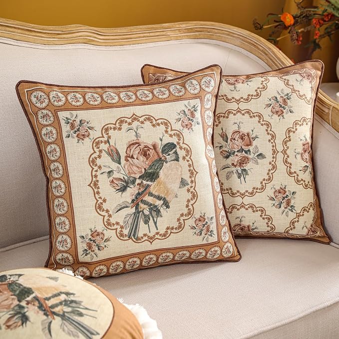 patdrea Designer Vintage Floral Throw Pillow Covers - Image 2