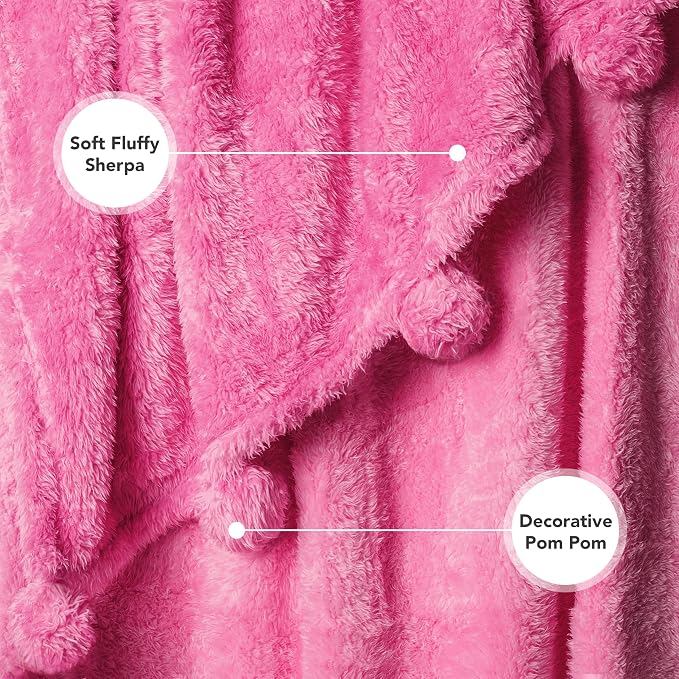 PAVILIA Pink Sherpa Throw Blanket - Image 4