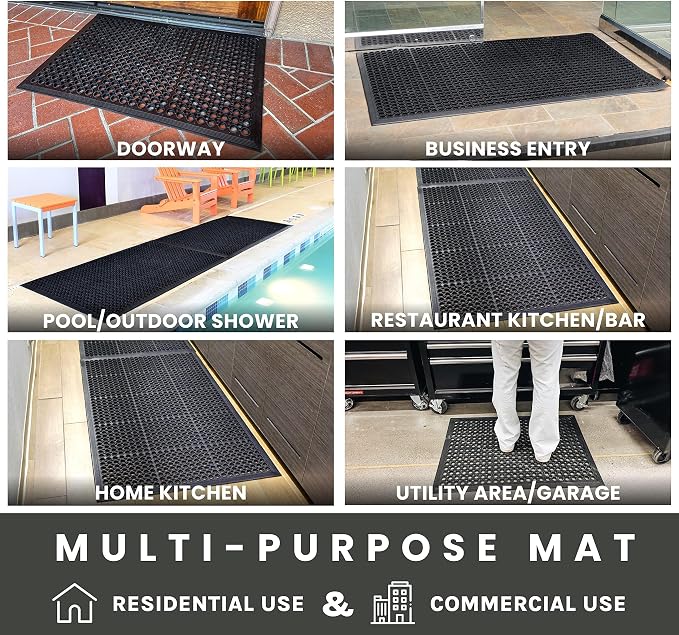 Envelor Anti Fatigue Rubber Floor Mat Non-Slip Restaurant Mat - Image 3