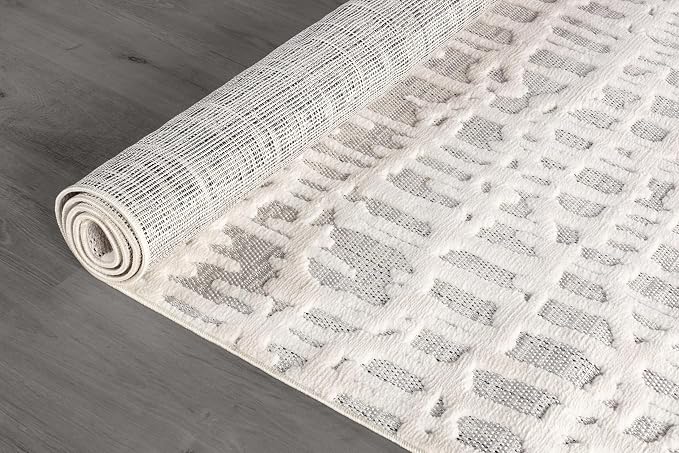 Beverly Rug Micro Loop Area Rug Gray/White 5x7 Abstract Modern Luxury Irregular - Image 6