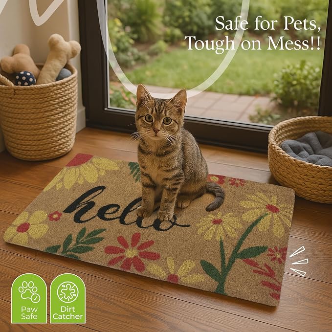 Coir Door Mats 17" X 30", Non-Slip Sturdy, PVC Backed Heavy Duty, Vibrance of - Image 8