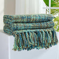 Multi-Color Green Cable Knitted Throw Blanket by GINAMUSE
