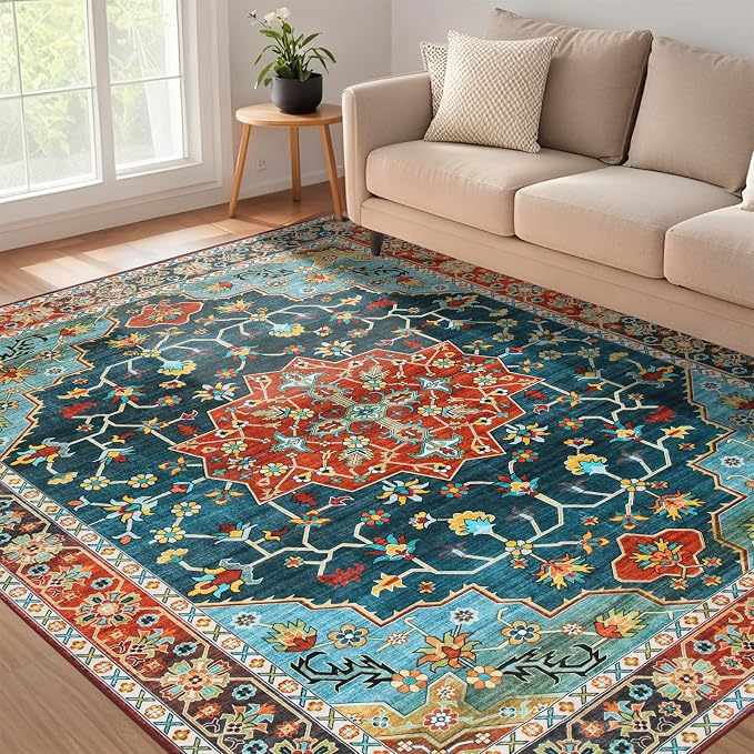 WILLSUN Washable Area Rugs, 6x9 Non-Slip Boho Large Area Rugs - Image 2