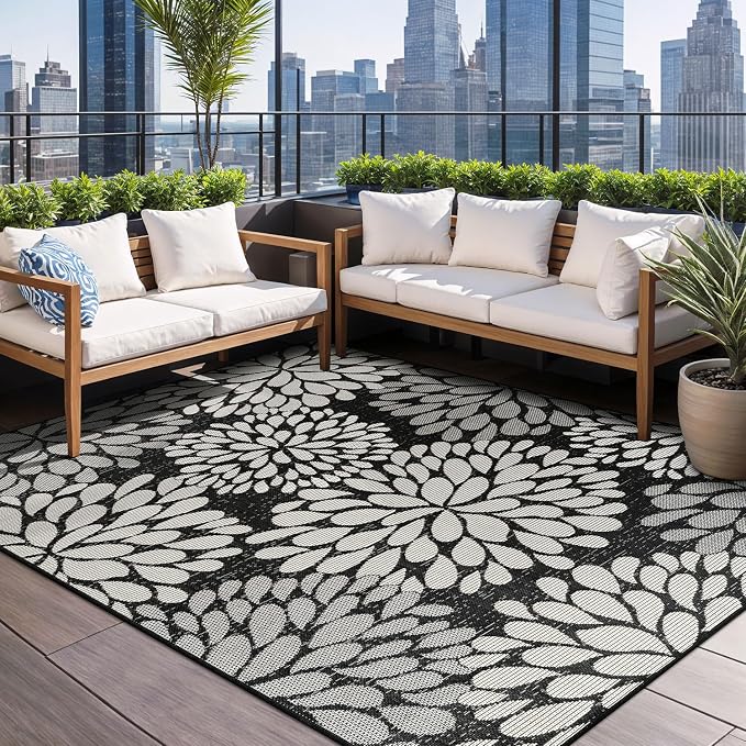 Beverly Rug Outdoor Rug 9x12 Modern Exotic Tropical Leaf Area Rugs - Image 5