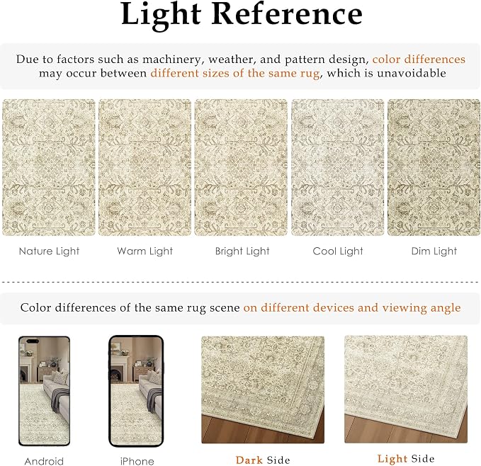 Beige Runner Rug 2x8 Vintage Area Carpet Hallway Long Indoor Kitchen Washable - Image 2
