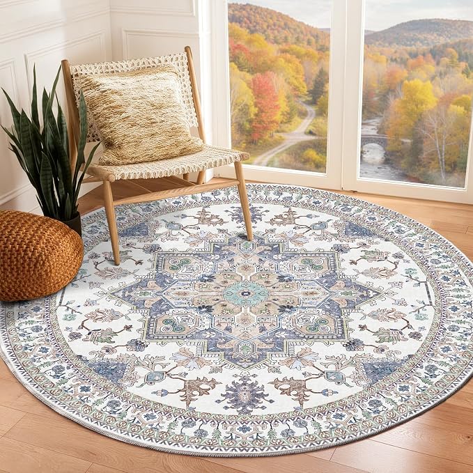 OPPODREAM Thin Round Rug 3ft, Washable Circle Rug 3ft by OPPODREAM
