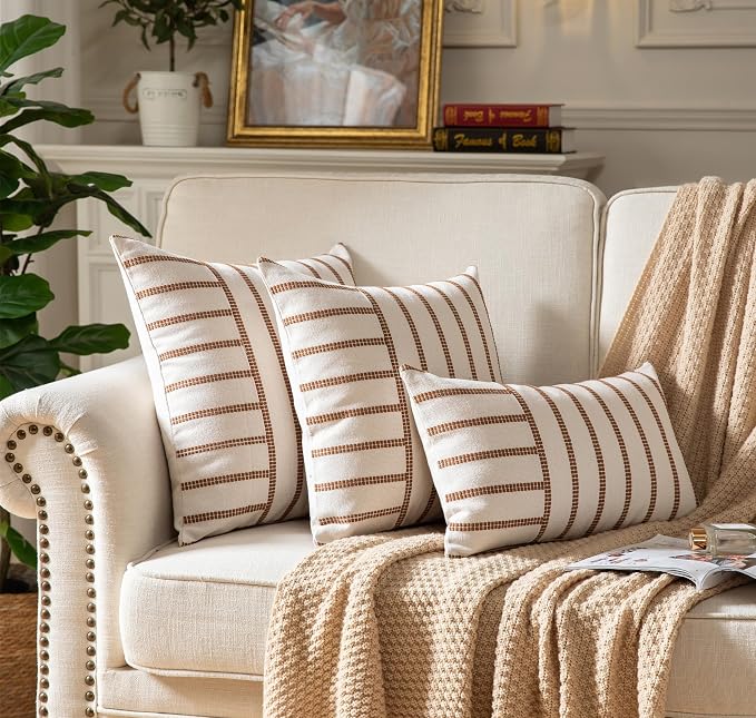 Caflife Boho Throw Pillow Covers 12x20 Set of 2 Soft Farmhouse Decorative Couch - Image 2