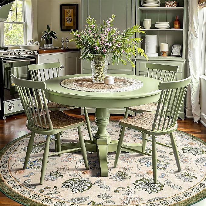 jinchan Elora 8ft Floral Round Rug by JINCHAN
