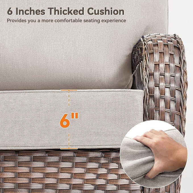 Luxury 6" Outdoor Cushions for Patio Furniture, Fade Resistant Couch Chair - Image 8