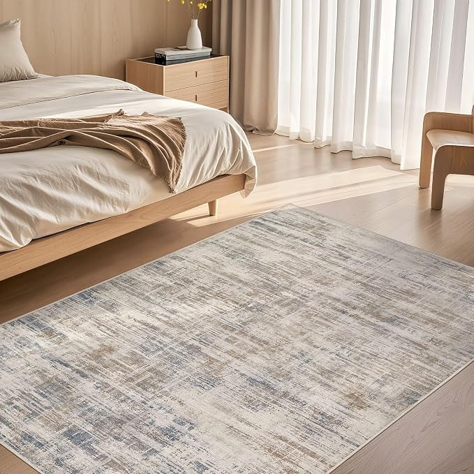 Area Rug for Living Room: 4x6 Washable Neutral Abstract Modern Soft Rugs Non - Image 2
