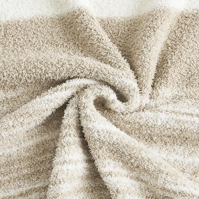 WRENGONGE Khaki Throw Blanket, 50x70 Soft Cozy Striped Throw Blankets - Image 4