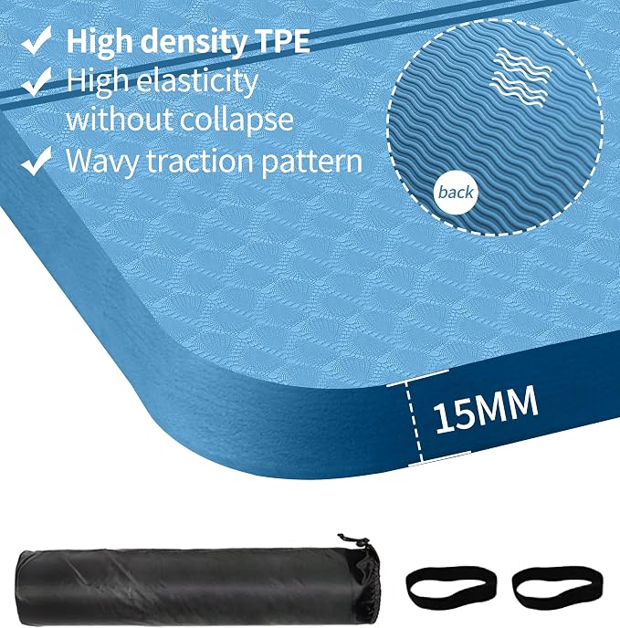 nuveti Large Exercise Mat - 15mm/20mm/30mm Thick Yoga Mat | Workout Mat - Image 2