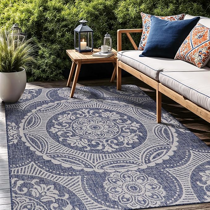 Medallion Outdoor Rug 9x12 Washable Outside Carpet - Image 7