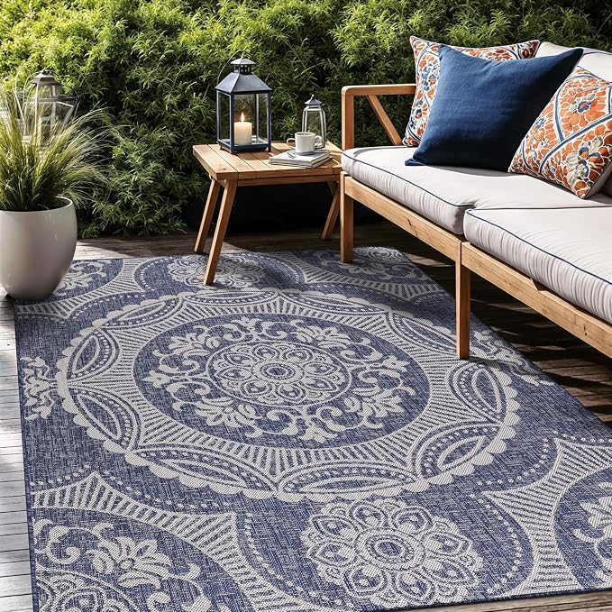Medallion Outdoor Rug 5x7 Washable Outside Carpet - Image 7