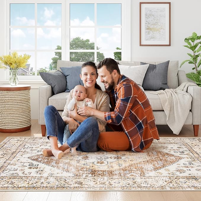 Lahome Rug for Living Room Machine Washable Area Rug 6x9 Boho Non Slip Bedroom - Image 7