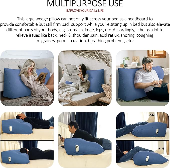 Wedge Headboard Pillow Dorm Room Reading Pillow Back Support - Image 9