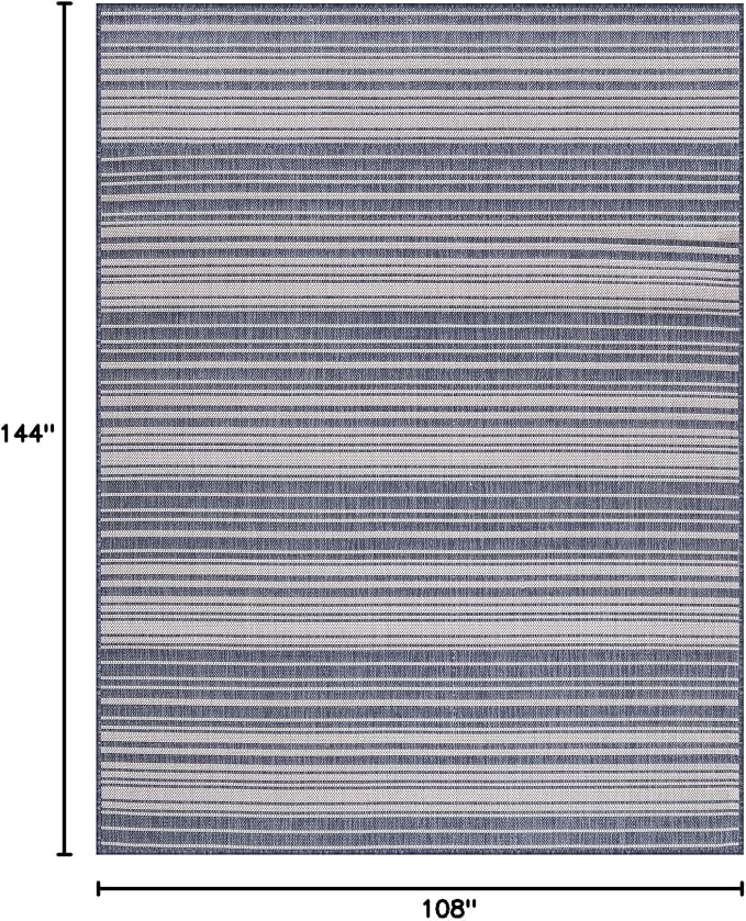 Stripe Outdoor Rug 9x12 Washable Outside Carpet - Image 2