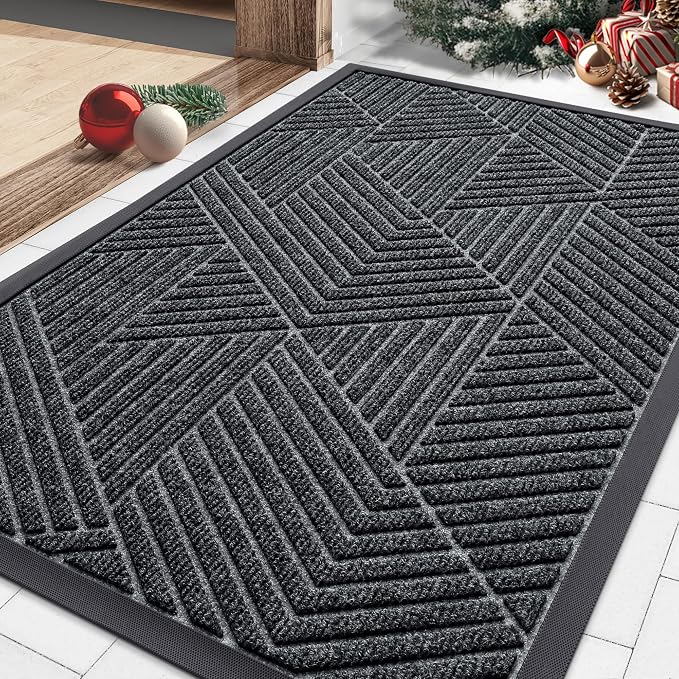 Smiry Front Door Mat Outside Entrance, Heavy Duty Sturdy Natural Rubber Doormat by Smiry