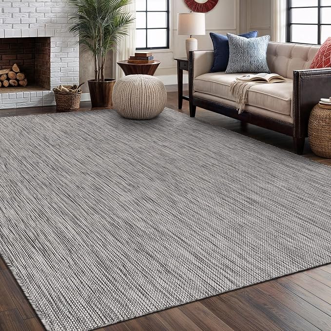Washable Indoor Outdoor Rug 5x7 Weather Resistant Area Rugs Modern Solid - Image 7