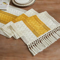 ZeeMart Macrame Style Bicolor Stitching Table Runner, 14 x 90 Inch Mustard/Ivory by ZEEMARTONLINE