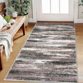 Modern Abstract Small Area Rug Indoor, Dark Light Brown White 3x5 Washable Rug by lansny