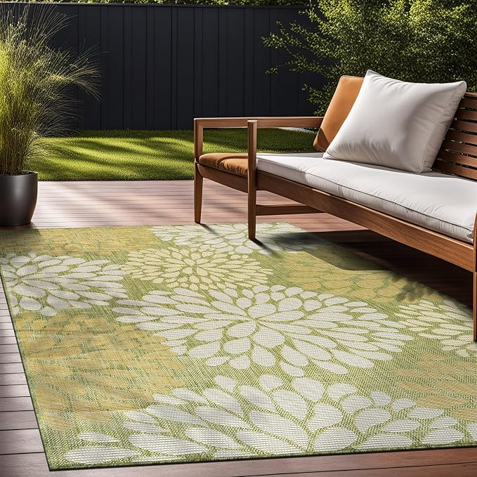 Beverly Rug Outdoor Rug 9x12 Modern Exotic Tropical Leaf Area Rugs by BeverlyRug