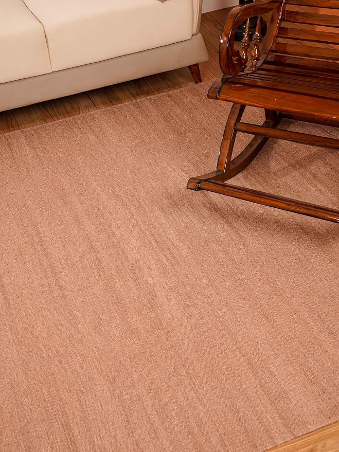 Rugsotic Carpets Hand Woven Flat Weave Kilim Wool 4'x6' Area Rug Solid Light by GetMyRugsLLC
