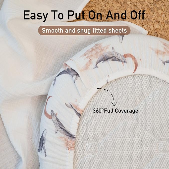 Gllquen Baby Muslin Bassinet Sheets 3 Pack, Breathable Elastic Cozy Fitted - Image 6
