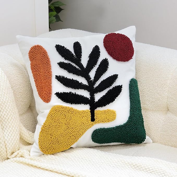 Boho Accent Pillow Covers 18x18- Tufted Abstract Modern Square Throw Pillow - Image 5