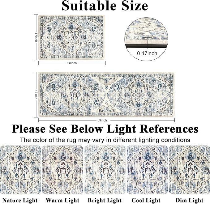 Ileading Anti Fatigue Kitchen Rugs Sets of 2 Cushioned Kitchen Mats - Image 3