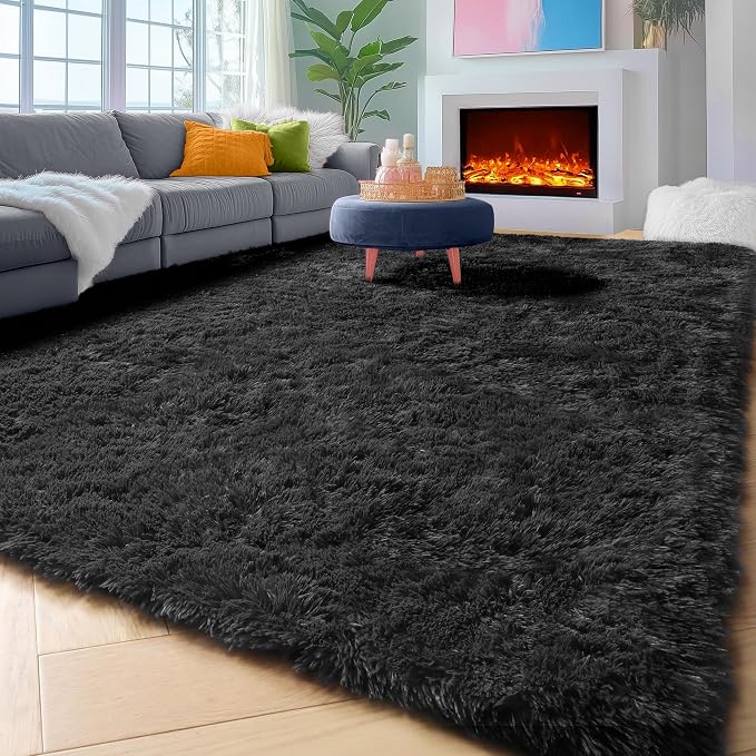 ONASAR Black 8x10 Area Rugs for Living Room, Large Fluffy Shag Bedroom Rug - Image 8