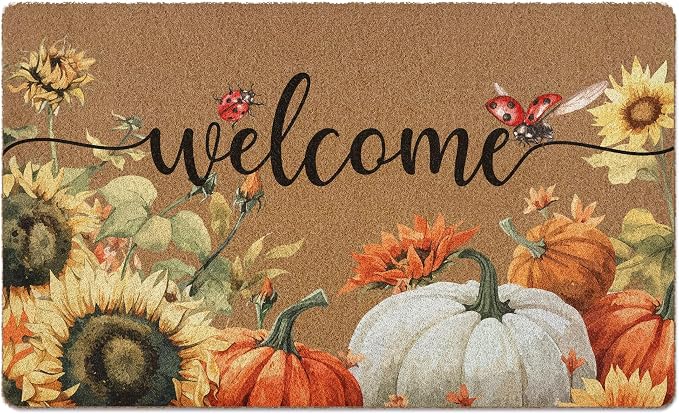 Fall Pumpkin Welcome Door Mat, Autumn Thanksgiving Welcome Front Door Mat by Unknown
