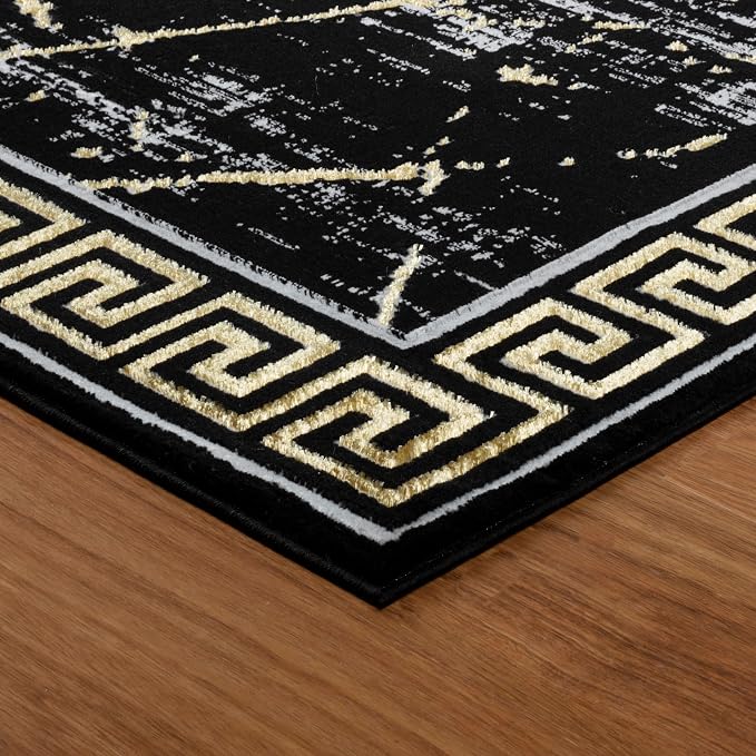 GLORY RUGS Area Rugs Marble 2x3 Black Gold Carpet Modern Abstract Rug Living - Image 7