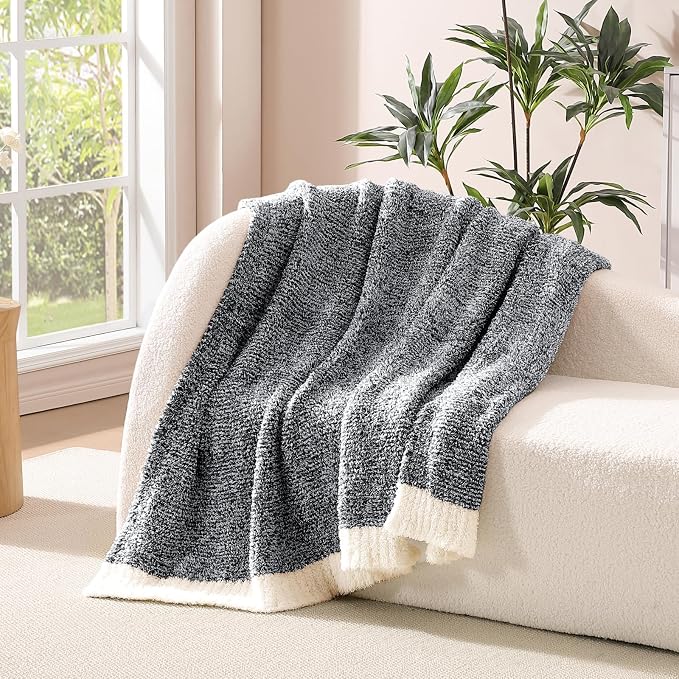 WRENSONGE Throw Blanket Cationic Dyeing Black Soft Cozy Fluffy Warm Hand Made - Image 2