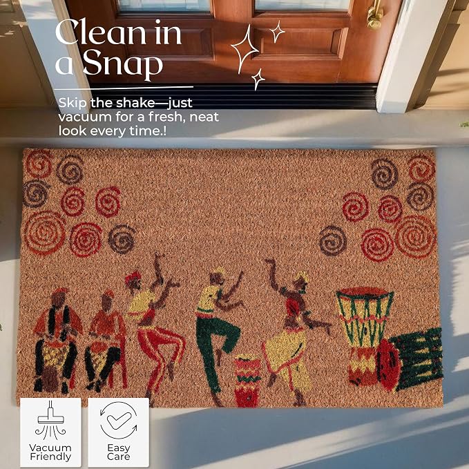 Coir Door Mats 17" X 30", Non-Slip Sturdy, PVC Backed Heavy Duty, Joy of Music - Image 6