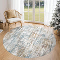 5ft Round Area Rug for Living Room: 5x5 Washable Neutral Abstract Modern Soft by UERMEI