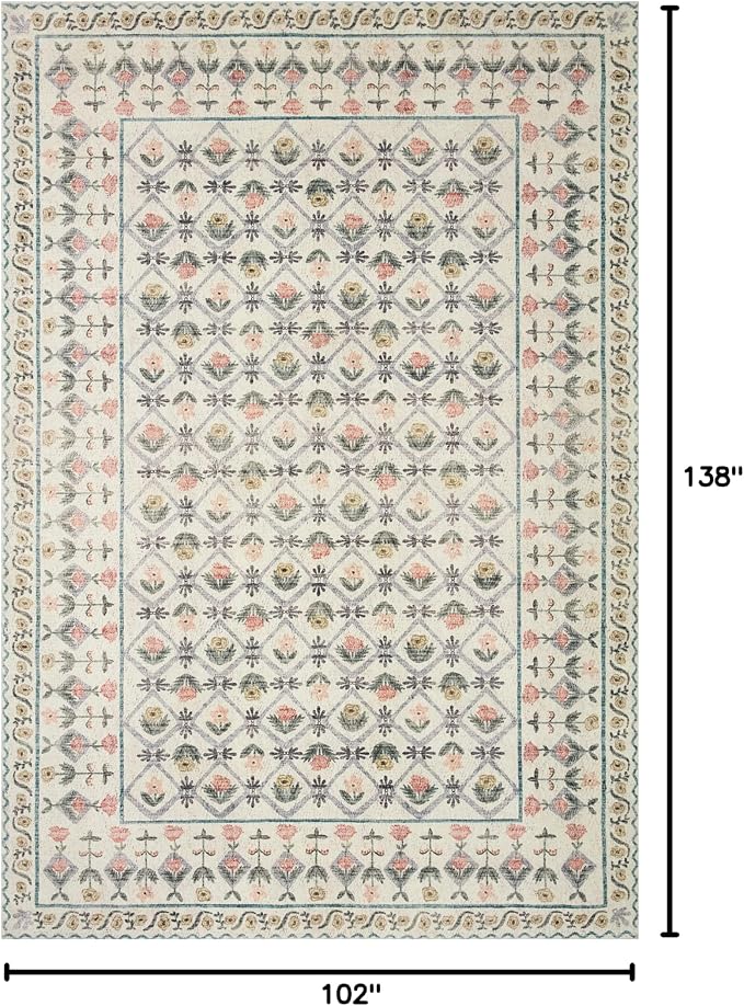 Loloi Rifle Paper Co. Eden Collection EDE-03 Lattice Ivory 8'-6" x 11'-6" Area - Image 2