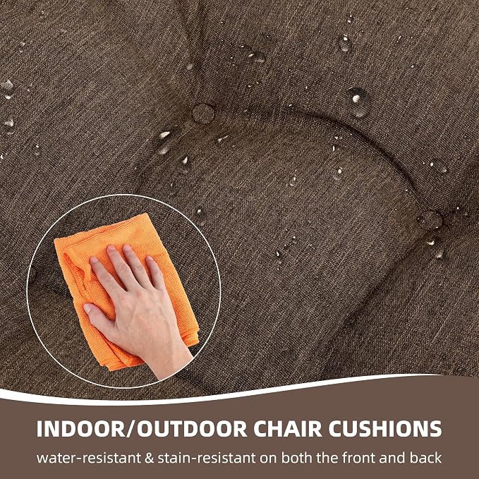 RACE LEAF 17" x 17" Patio Chair Seat Pads Brown - Image 6